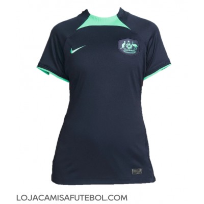 Camisa de Futebol Austrália Equipamento Secundário Mulheres Mundo 2022 Manga Curta